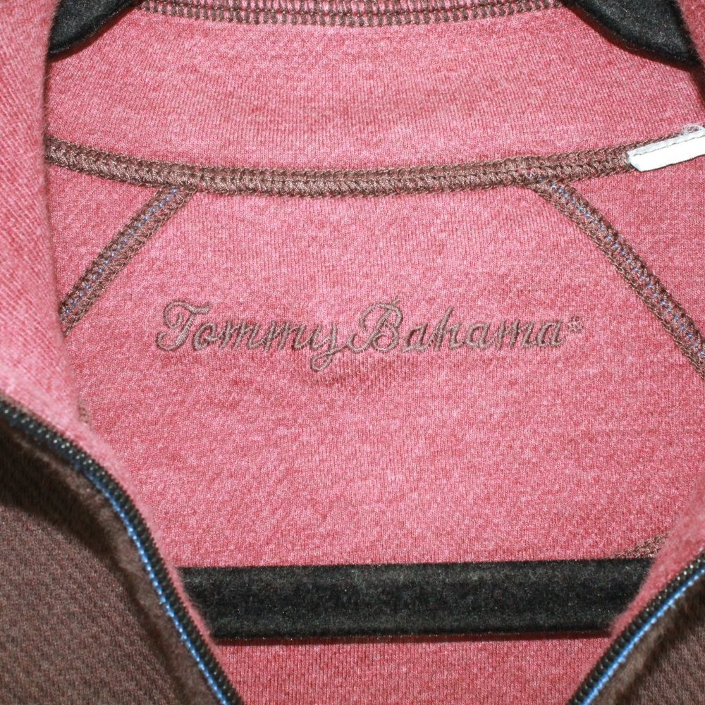 Tommy Bahama Brown Quarter Zip Long Sleeves Pullover Sweater Size Large - Picture 6 of 8